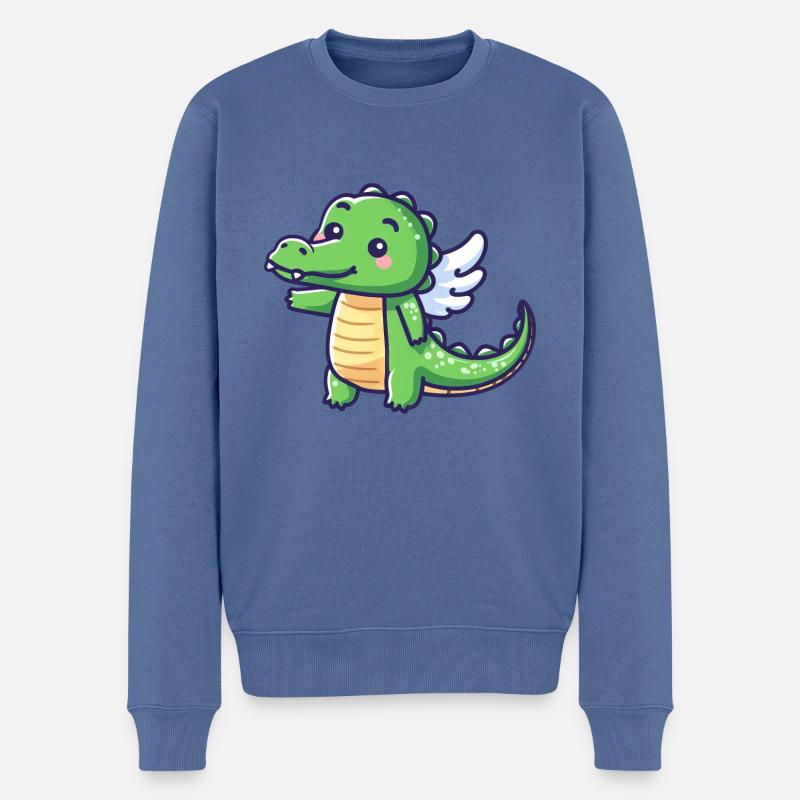 Ailes d’ange crocodile mignon - Pull Premium bio Homme - bleu pigeon
