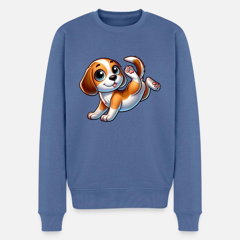 Süßer Beagle Handstand Breakdance Sport Cartoon - Männer Premium Bio Pullover - Taubenblau