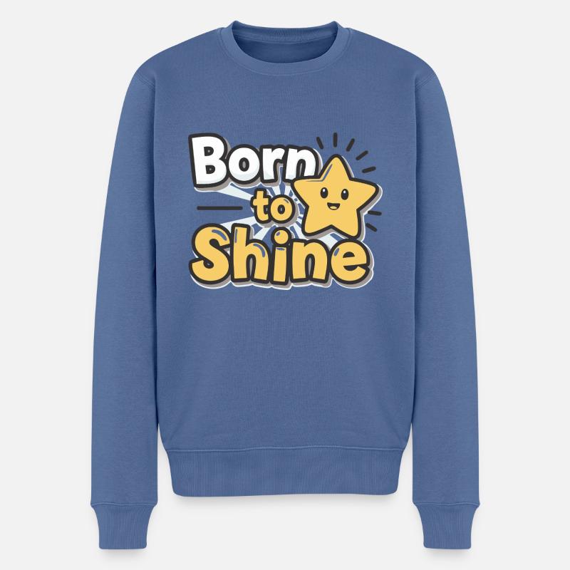 Né pour briller – Strahlender Stern - Pull Premium bio Homme - bleu pigeon