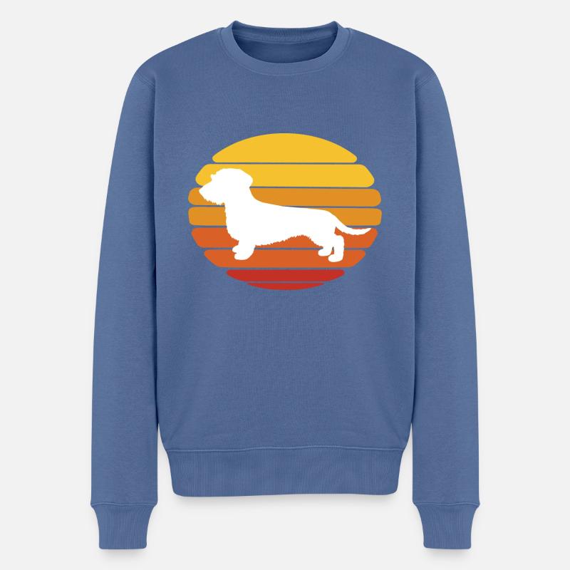 Hund Dackel Sunset Design - Männer Premium Bio Pullover - Taubenblau