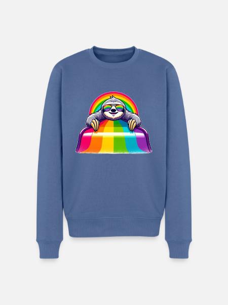 LGBTQ Pride Sloth Rainbow Playground - Men's Premium Organic Jumper - stone blue