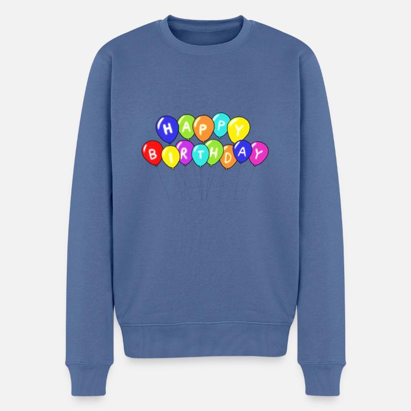 Happy Birthday Ballons - Männer Premium Bio Pullover - Taubenblau