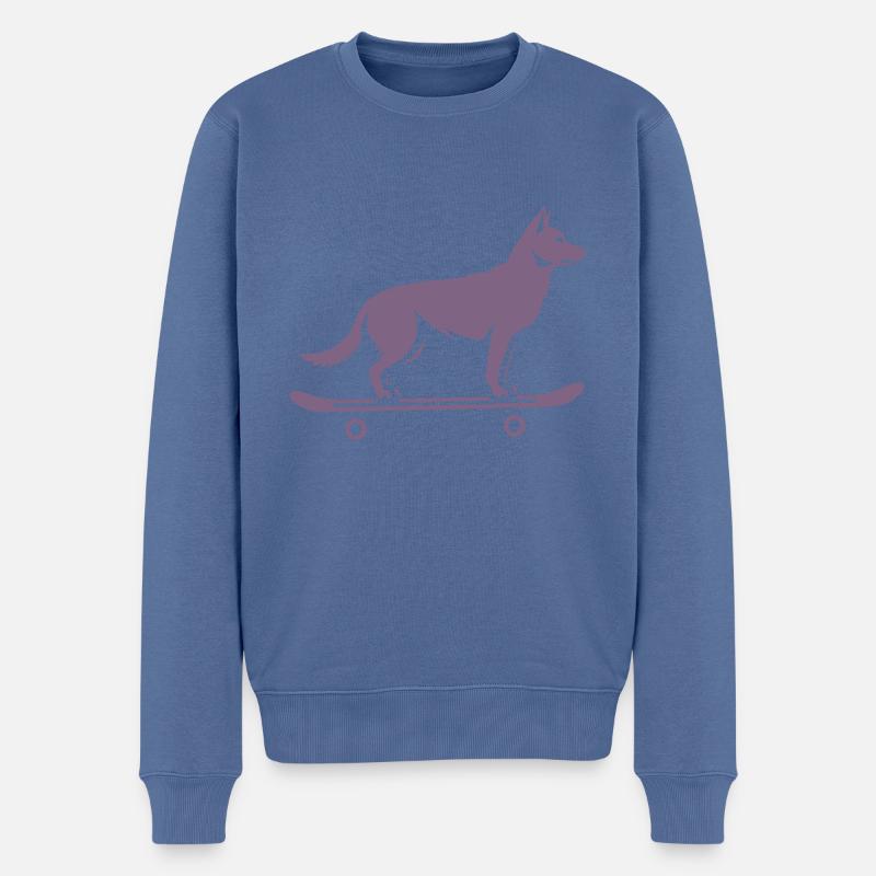 Dog Shepherd Skateboard Skateboarder - Pull Premium bio Homme - bleu pigeon
