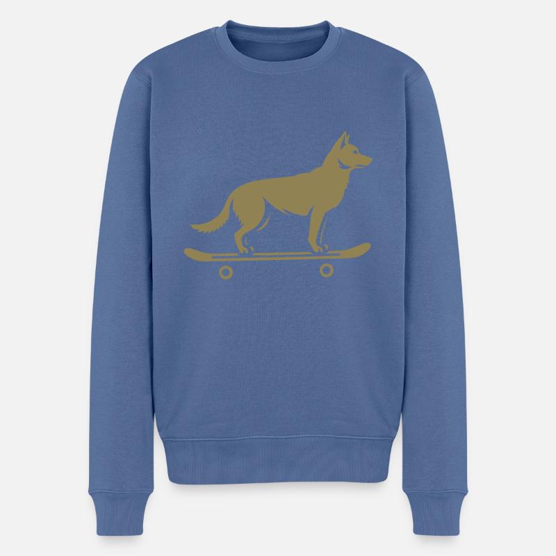 Hund Schäferhund Skateboard Skateboarder - Männer Premium Bio Pullover - Taubenblau