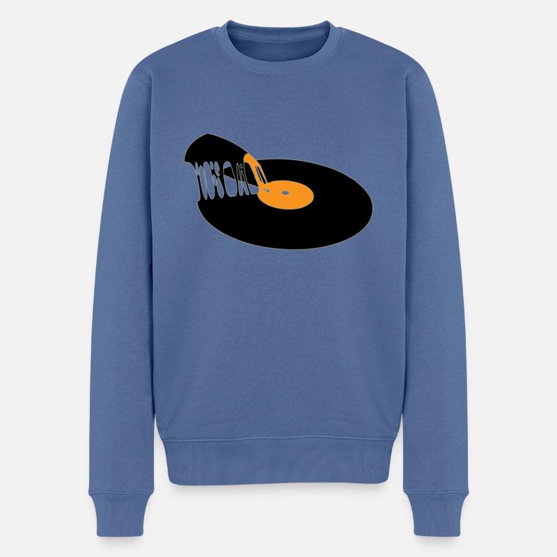 PIZZA VINYL - Männer Premium Bio Pullover - Taubenblau