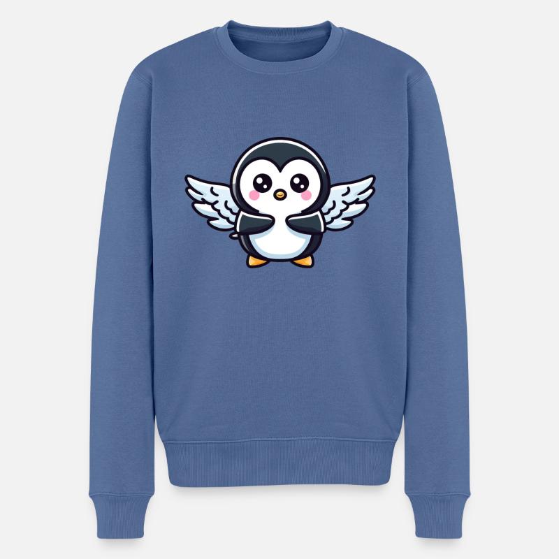 Himmlischer Pinguin Flügelschlag im Eiskalten - Männer Premium Bio Pullover - Taubenblau