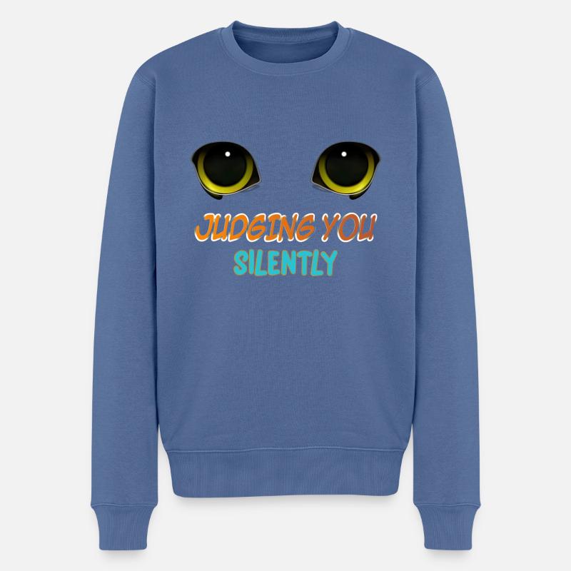 Katze - ich verurteile Dich schweigend - Männer Premium Bio Pullover - Taubenblau