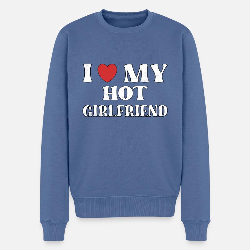 J’aime ma copine chaude - Pull Premium bio Homme - bleu pigeon