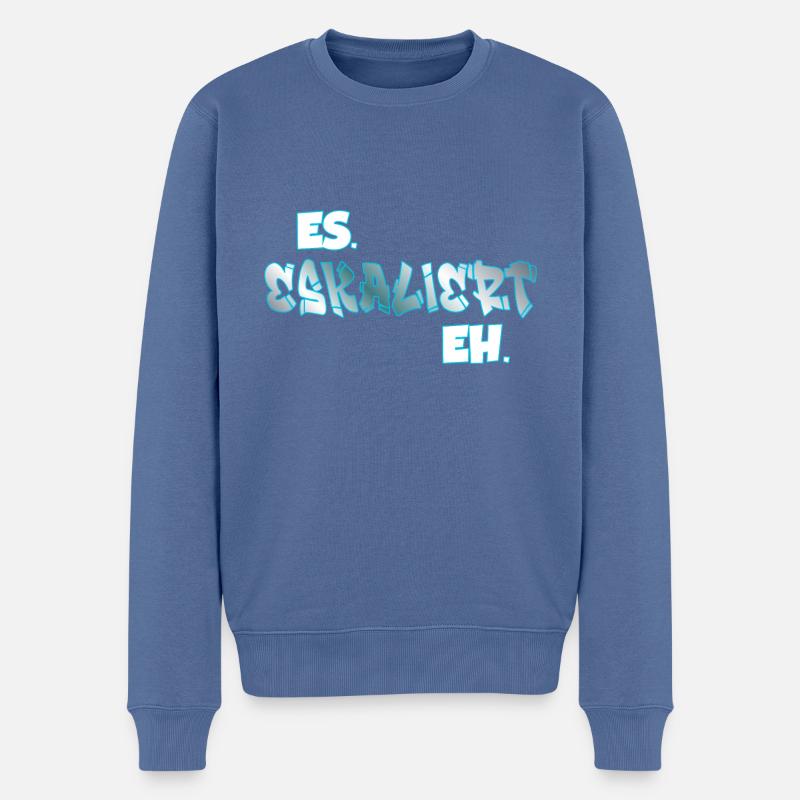Es eskaliert eh - Männer Premium Bio Pullover - Taubenblau
