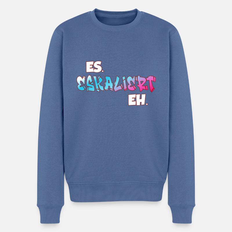 Es eskaliert eh - Männer Premium Bio Pullover - Taubenblau