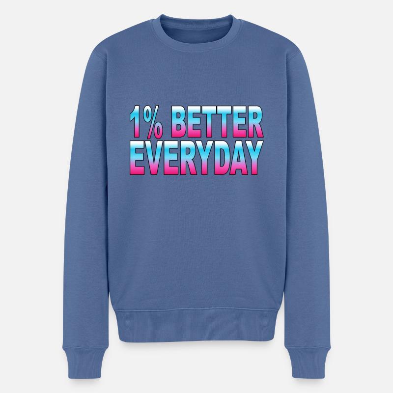 1 % de mieux chaque jour - Pull Premium bio Homme - bleu pigeon