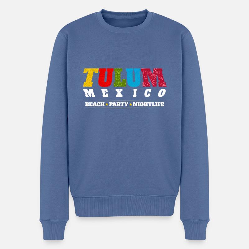 Tulum Mexique - Pull Premium bio Homme - bleu pigeon