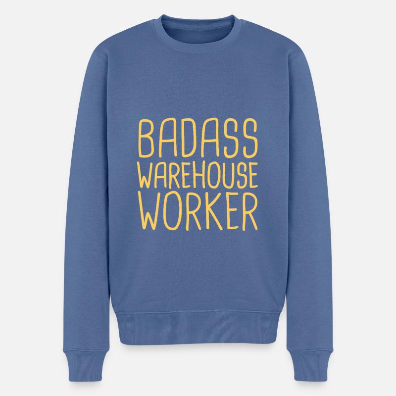 Warehouse Worker Badass - Männer Premium Bio Pullover - Taubenblau