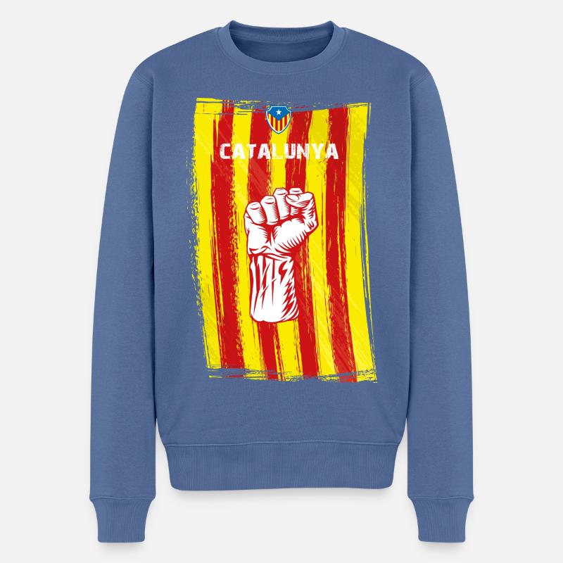 catalunya - Männer Premium Bio Pullover - Taubenblau