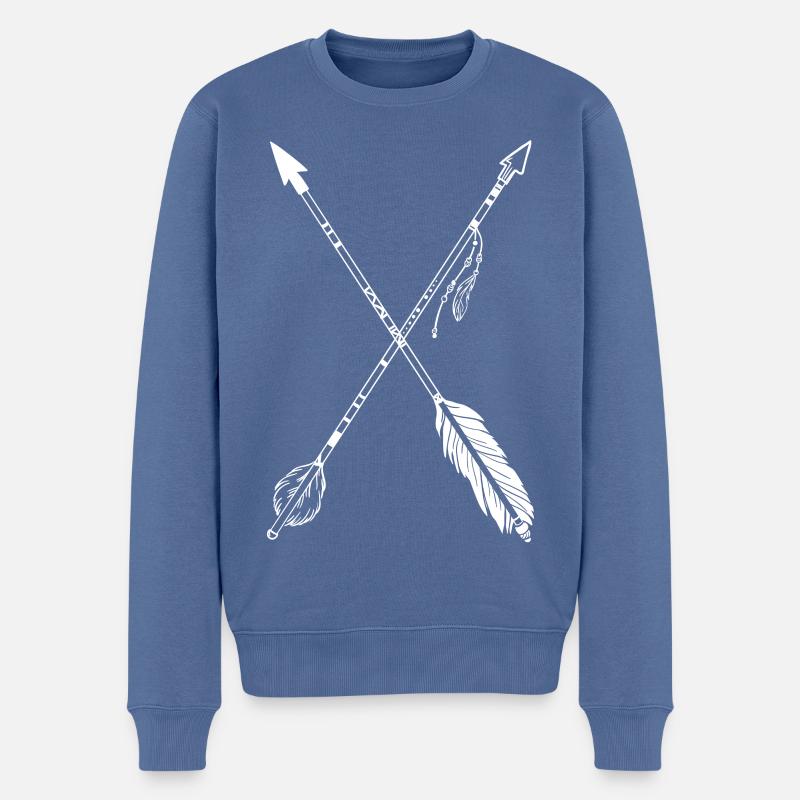 Indianer Pfeile - Männer Premium Bio Pullover - Taubenblau
