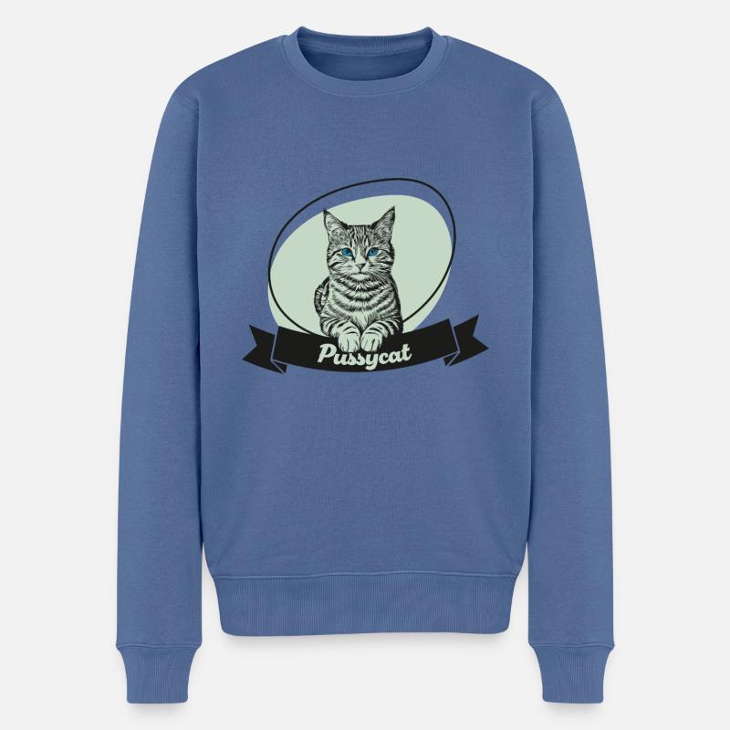 pussycat1 - Männer Premium Bio Pullover - Taubenblau