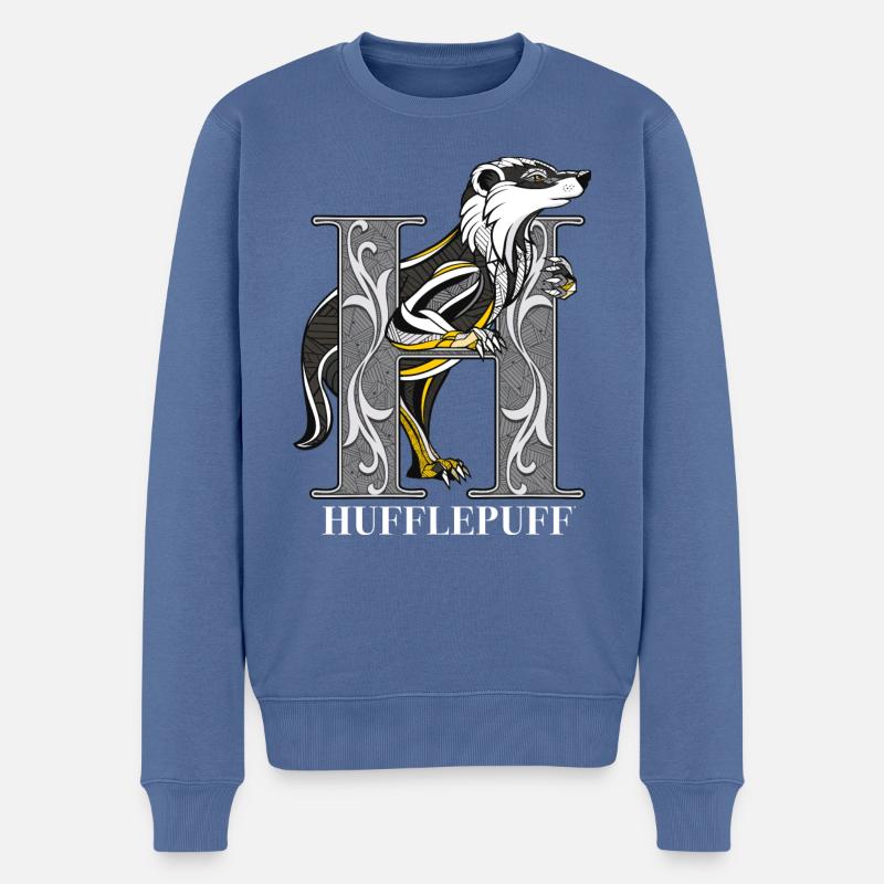 Harry Potter Emblème Hufflepuff monochrome - Pull Premium bio Homme - bleu pigeon