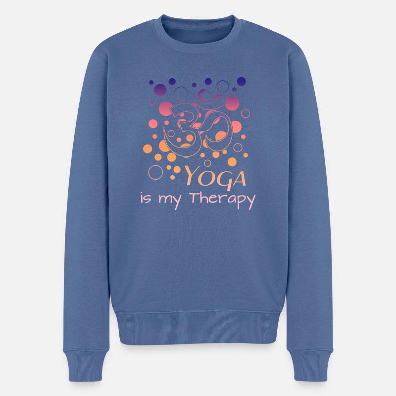 Yoga Om is my Therapy - Männer Premium Bio Pullover - Taubenblau