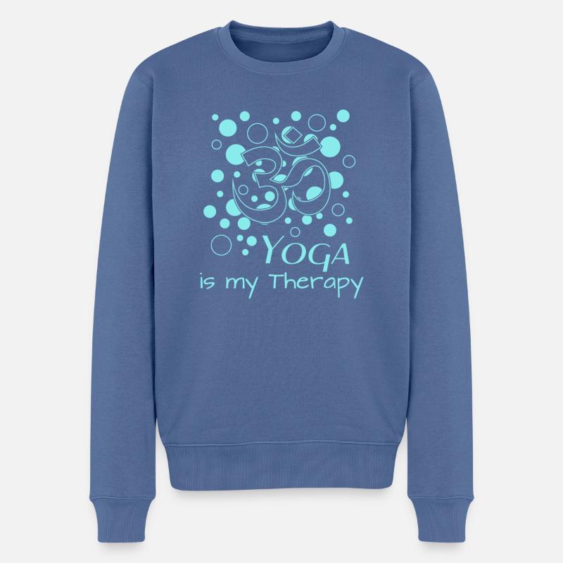 Yoga is my Therapy - Männer Premium Bio Pullover - Taubenblau