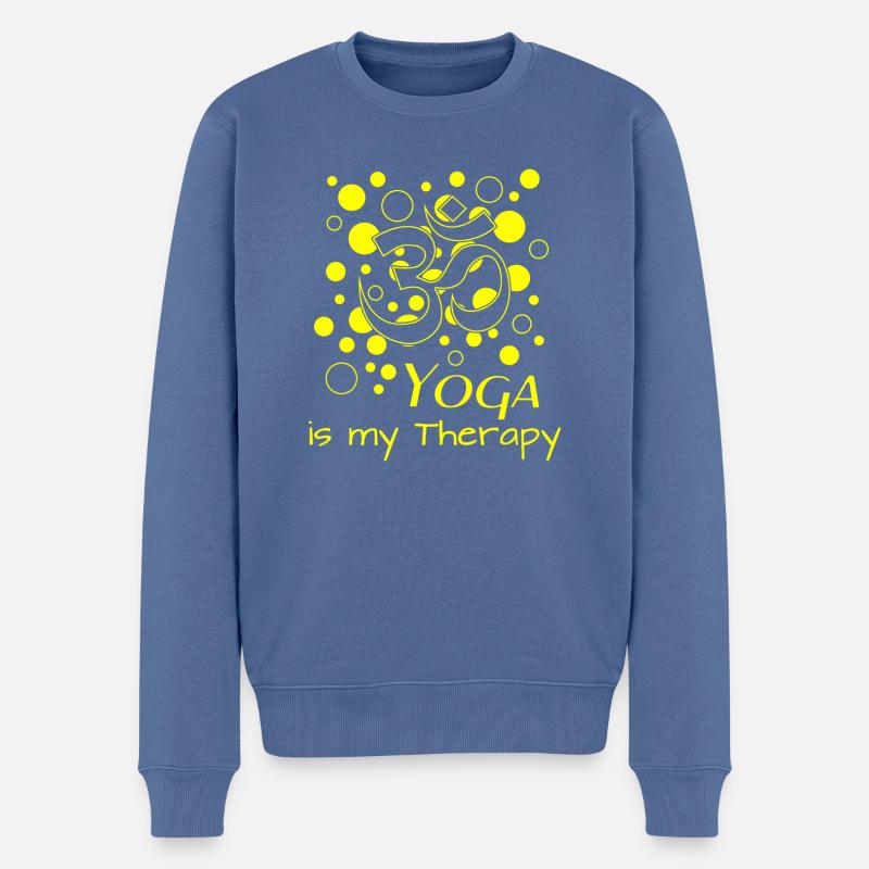 Yoga - Männer Premium Bio Pullover - Taubenblau