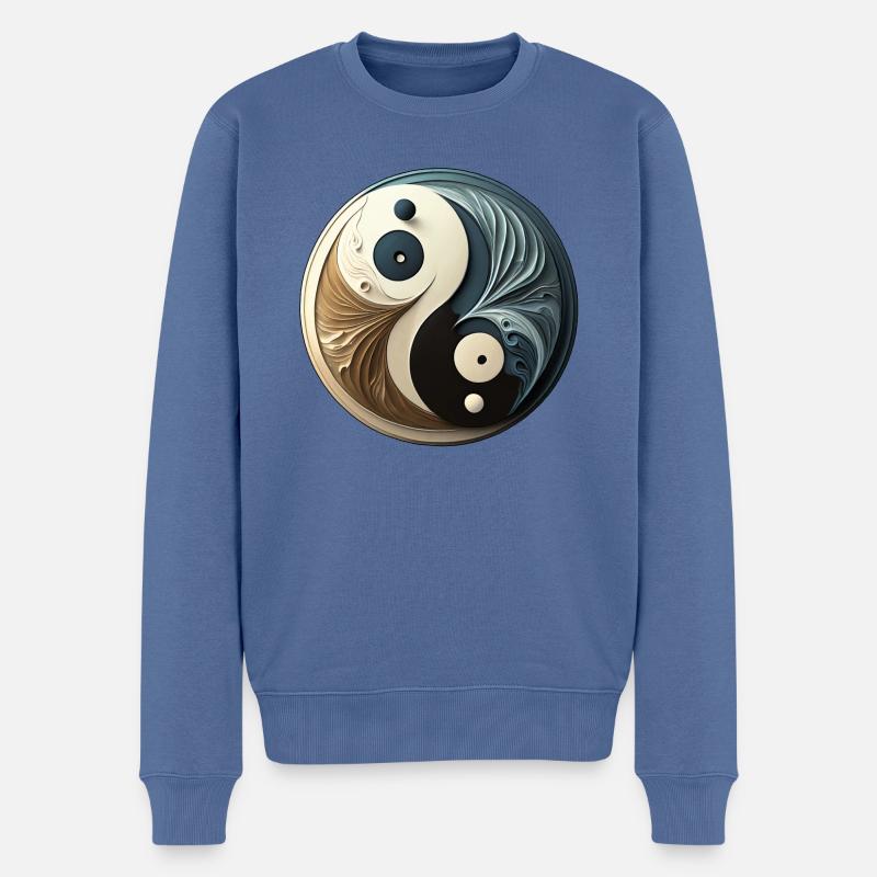 Abstraktes Yin Yang - Chinesisches Symbol - Gleichgewicht - Männer Premium Bio Pullover - Taubenblau