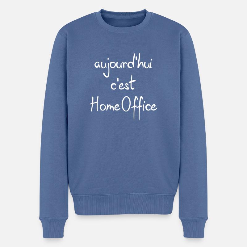 Arbeiten von zu Hause aus, Telearbeit, im Büro - Männer Premium Bio Pullover - Taubenblau