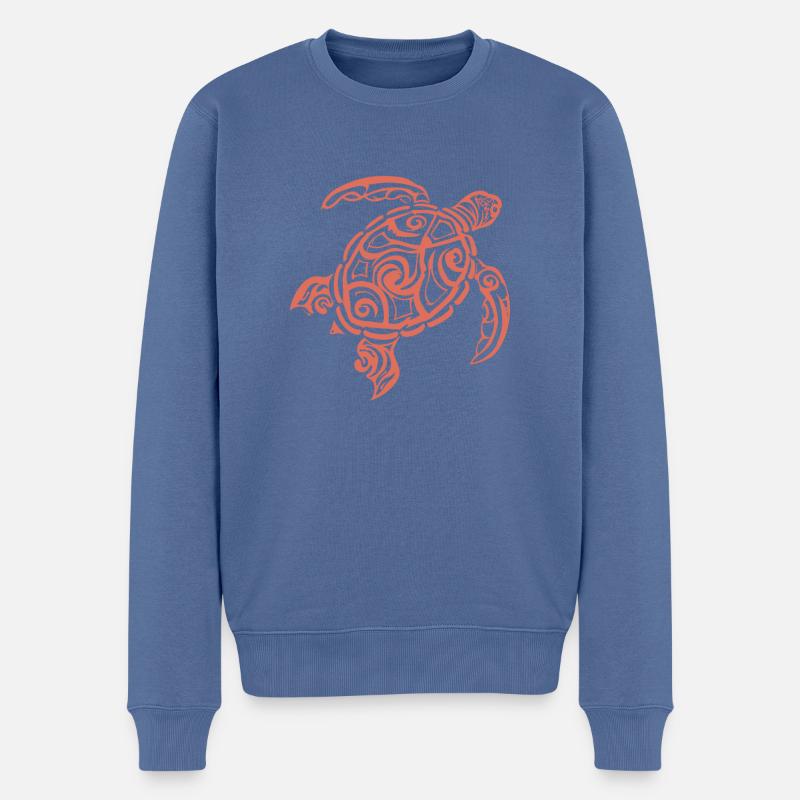 Meeresschildkröte - Männer Premium Bio Pullover - Taubenblau
