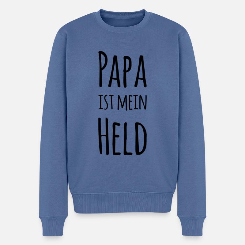 Papa ist mein Held - Männer Premium Bio Pullover - Taubenblau