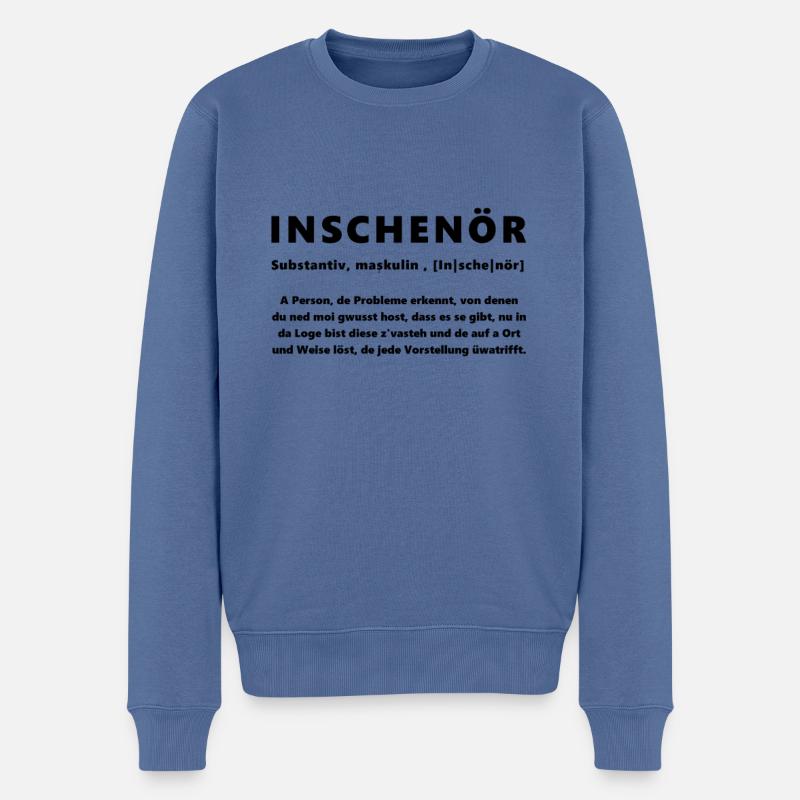 Inschenör Schwarz - Männer Premium Bio Pullover - Taubenblau