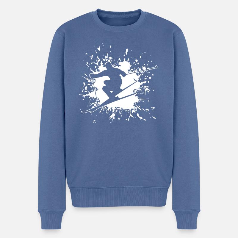 Skiing Ski Spruch Geschenk - Männer Premium Bio Pullover - Taubenblau