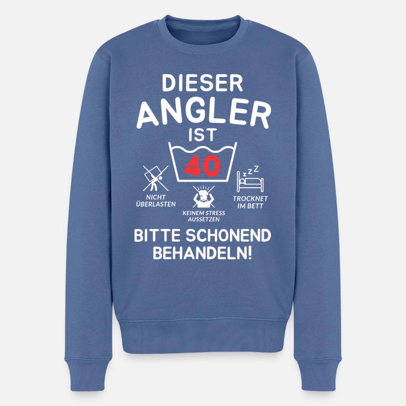 Dieser Angler ist 40. Schonend behandeln! - Männer Premium Bio Pullover - Taubenblau