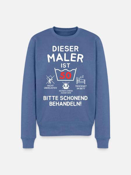 Dieser Maler ist 50. Schonend behandeln - Männer Premium Bio Pullover - Taubenblau