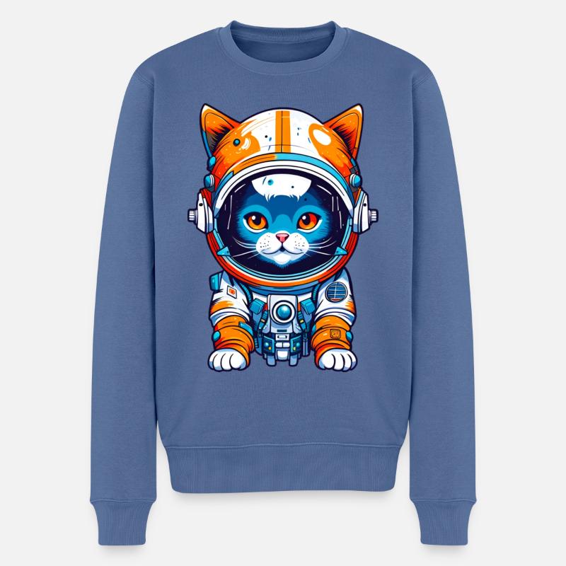 Espace Cat 01 - Pull Premium bio Homme - bleu pigeon