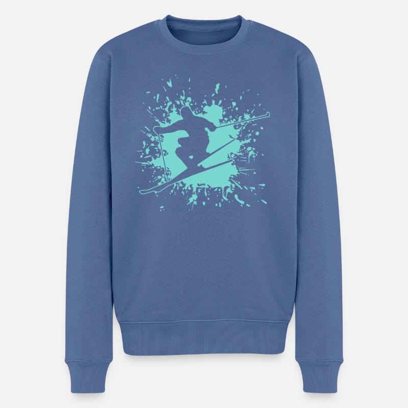 Skiing - Männer Premium Bio Pullover - Taubenblau