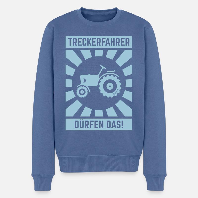 Treckerfahrer Dürfen Das! (Trecker Traktor V6 W) - Männer Premium Bio Pullover - Taubenblau