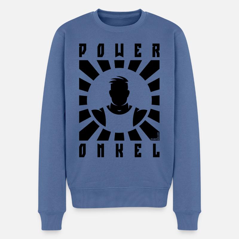 Power Onkel (Poweronkel / Strahlen / Black) - Männer Premium Bio Pullover - Taubenblau