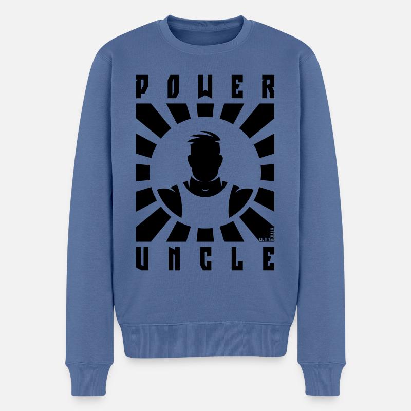 Oncle de puissance (Rayons / Noir) - Pull Premium bio Homme - bleu pigeon