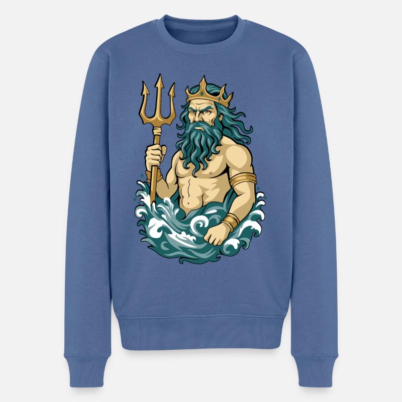Poséidon - Pull Premium bio Homme - bleu pigeon