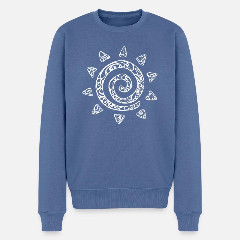 Sonnen-Tattoo - Männer Premium Bio Pullover - Taubenblau