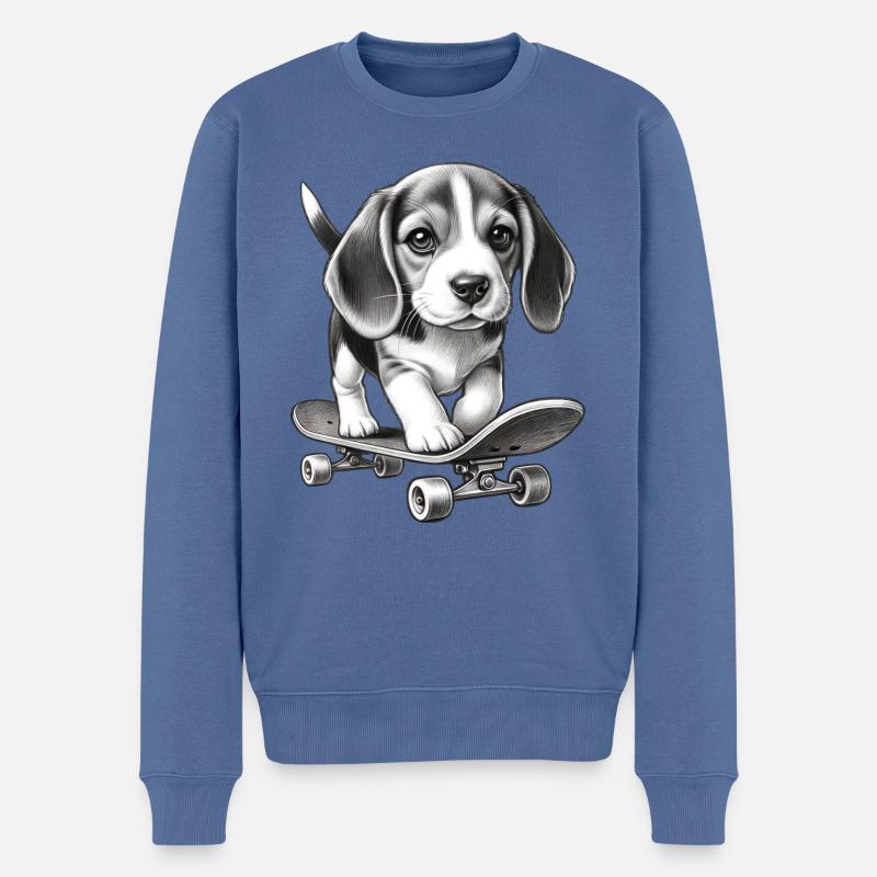 hund beagle skateboard skateboarder zeichen stil - Männer Premium Bio Pullover - Taubenblau