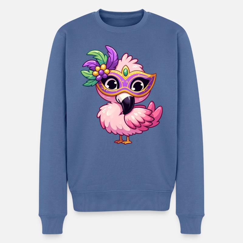 Mardi Gras Comic Flamingo - Pull Premium bio Homme - bleu pigeon
