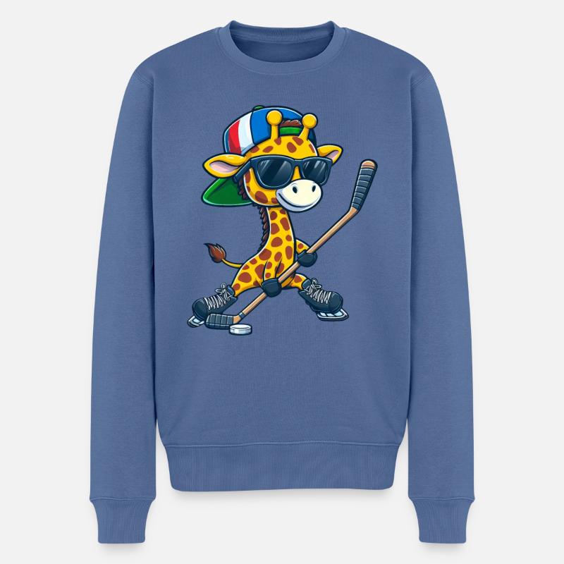Skurriler Eishockeyschläger DoppelschlägerGiraffe - Männer Premium Bio Pullover - Taubenblau