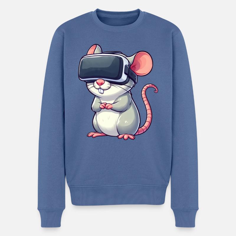VR-Gaming Ratte und Maus - Männer Premium Bio Pullover - Taubenblau