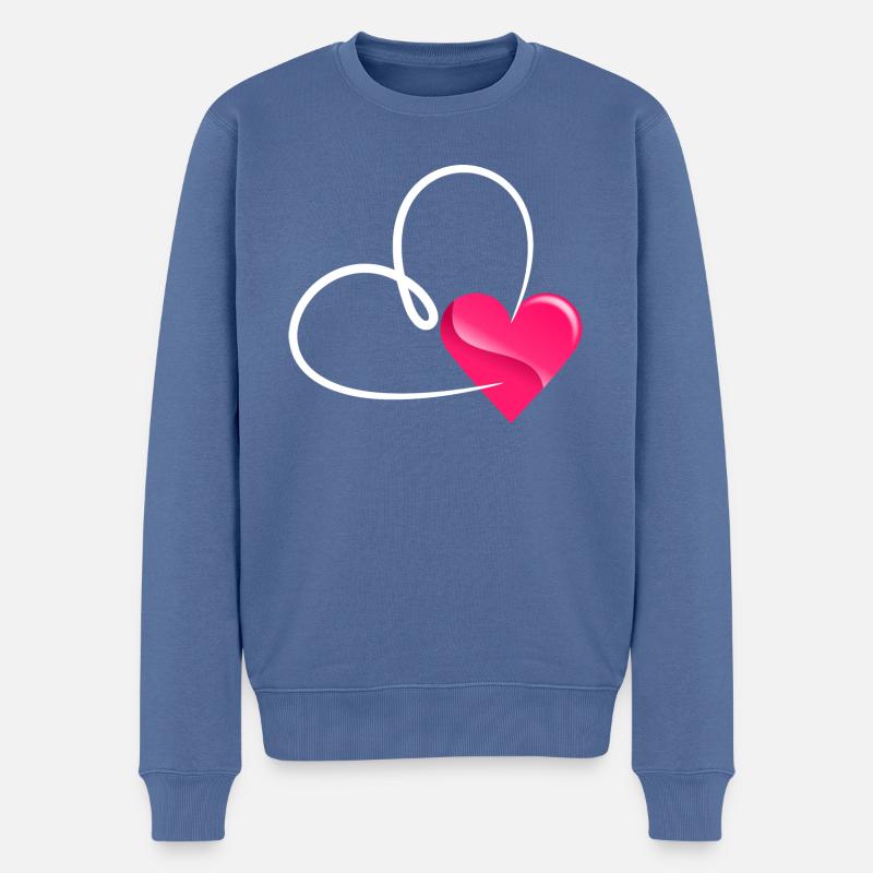 Herz - Männer Premium Bio Pullover - Taubenblau