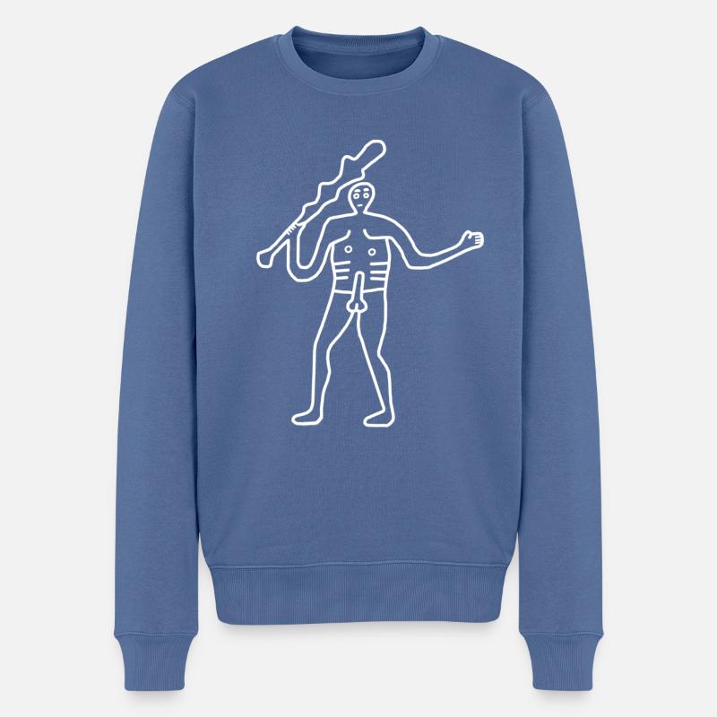 Cerne Abbas Giant Hill Figure d’Angleterre - Pull Premium bio Homme - bleu pigeon