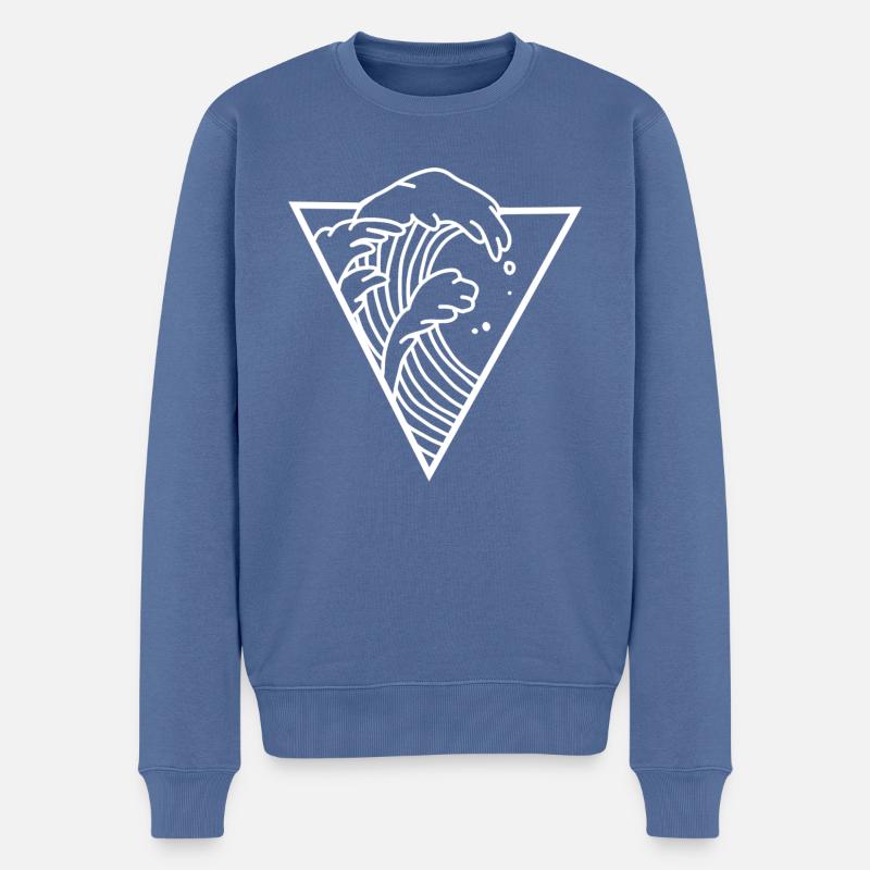 Vagues mer triangle - Pull Premium bio Homme - bleu pigeon
