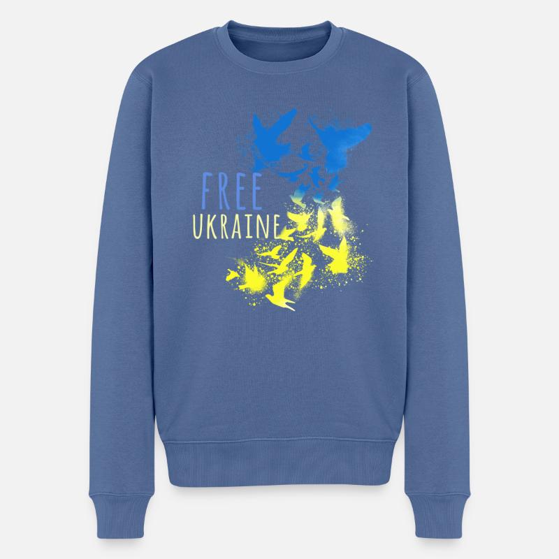 ukraine,free Ukraine,peace,friede,tauben,flagge - Männer Premium Bio Pullover - Taubenblau