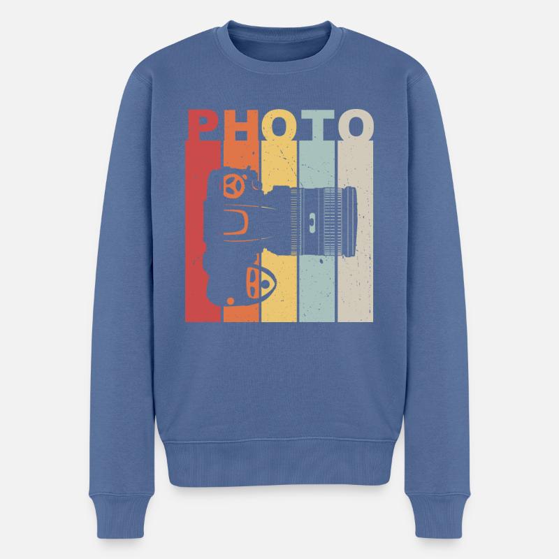 Photocamera - Männer Premium Bio Pullover - Taubenblau