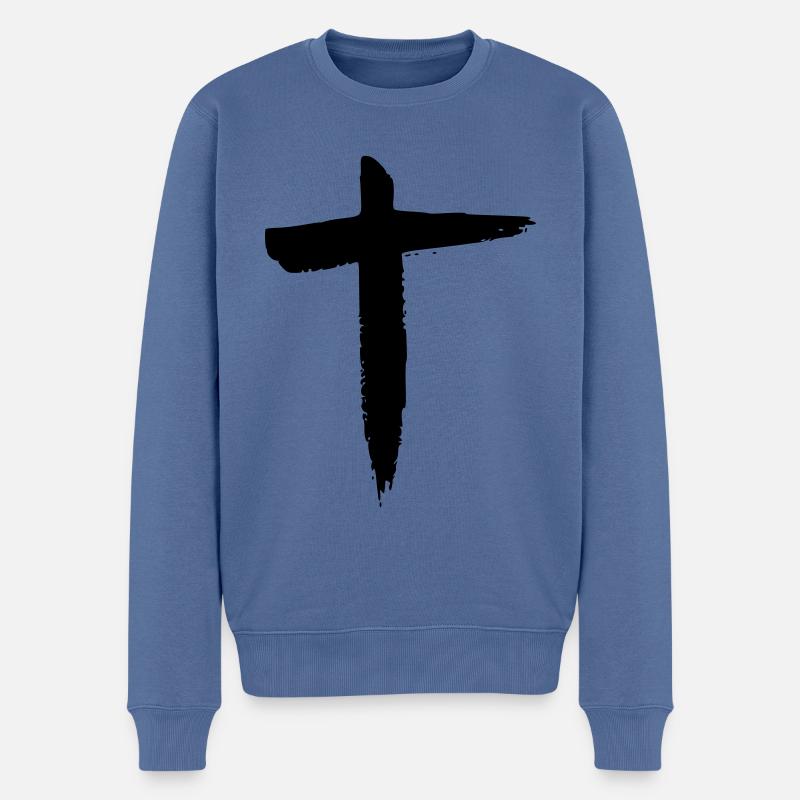 Kreuz - Männer Premium Bio Pullover - Taubenblau