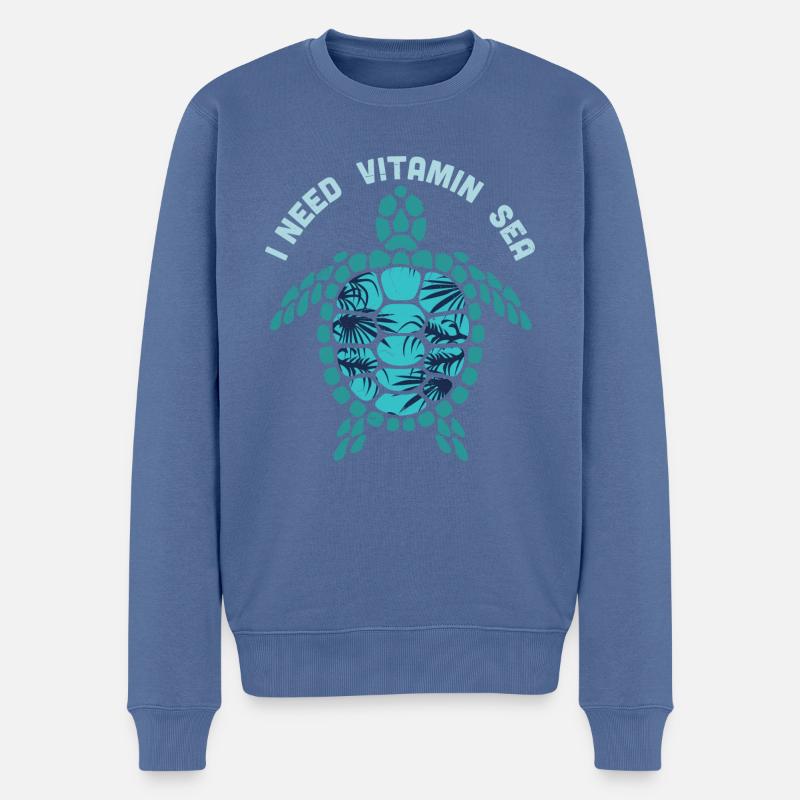Turtles make me Happy. Quote Turtle lover Nature - Männer Premium Bio Pullover - Taubenblau